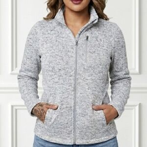 Marc Jacobs Marc New York Large Jacket Scuba Zipper Heathered Gray Zip Pockets